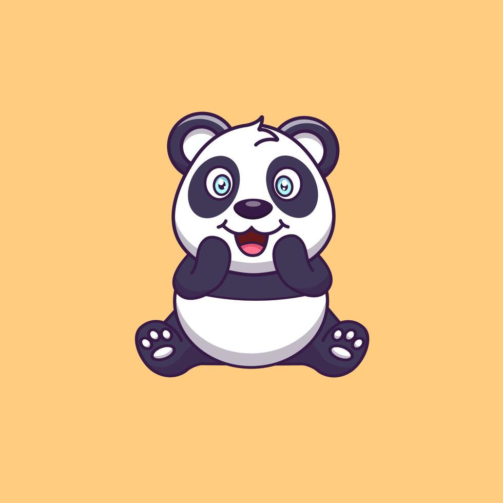 desenho animado bonito panda sentado. ilustração vetorial vetor