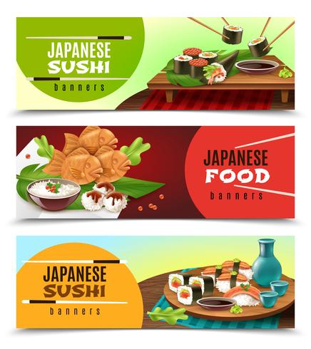 Banners de comida japonesa vetor