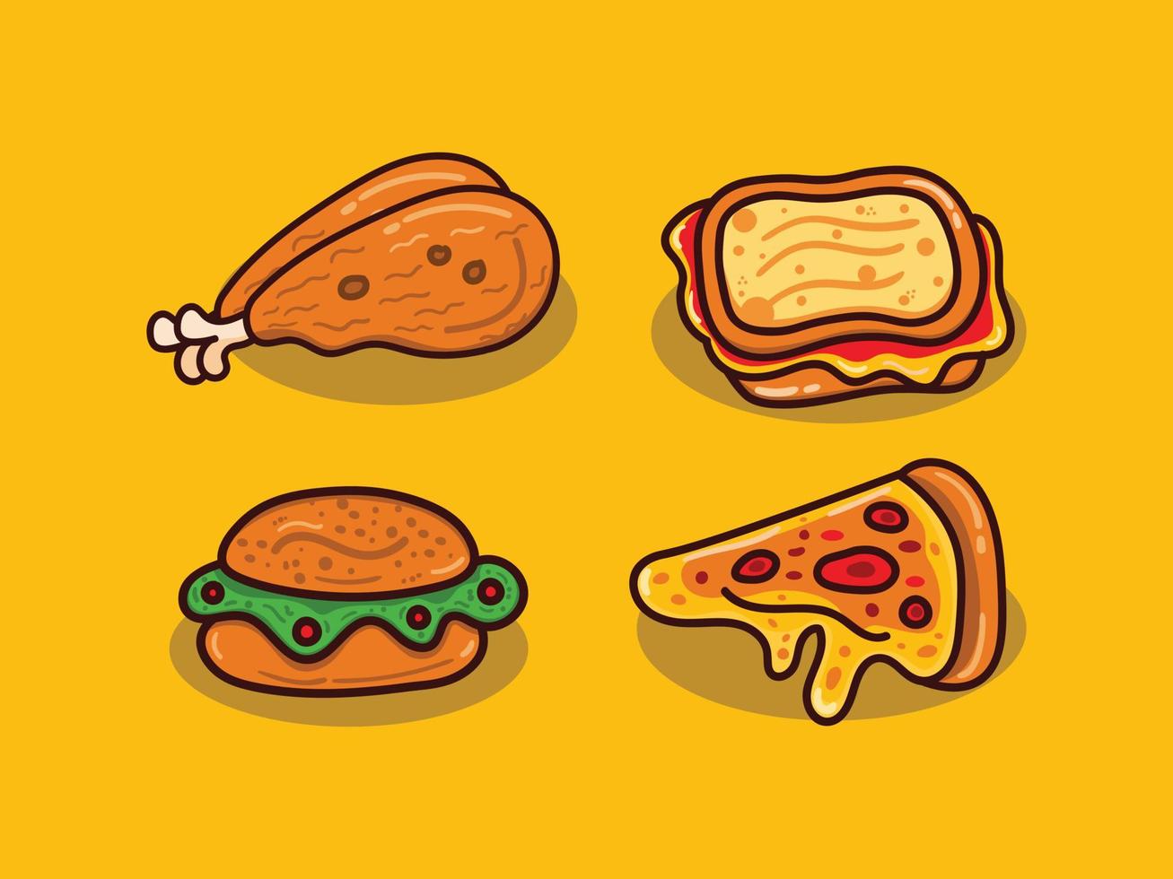 conjunto de ilustração de fast food vetor