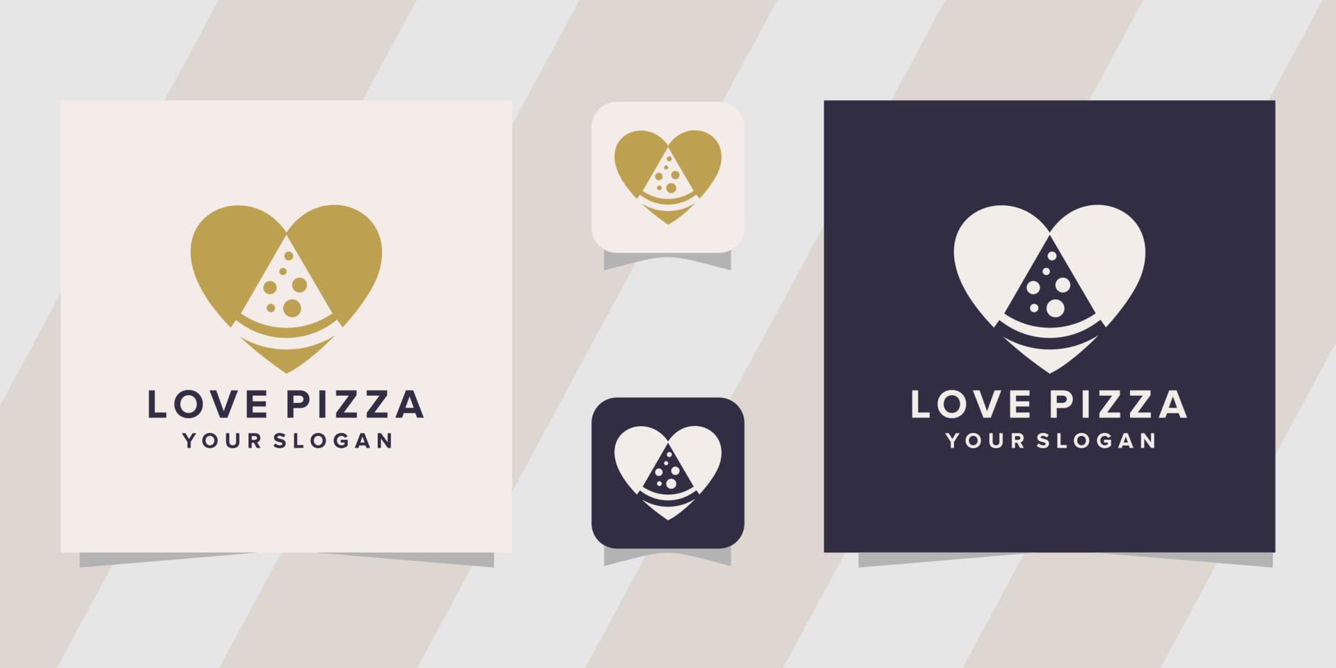 modelo de logotipo de pizza de amor vetor