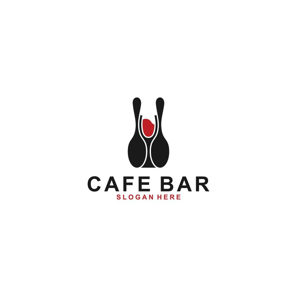 logotipo do café bar com uma colher combinada com uma bebida vetor