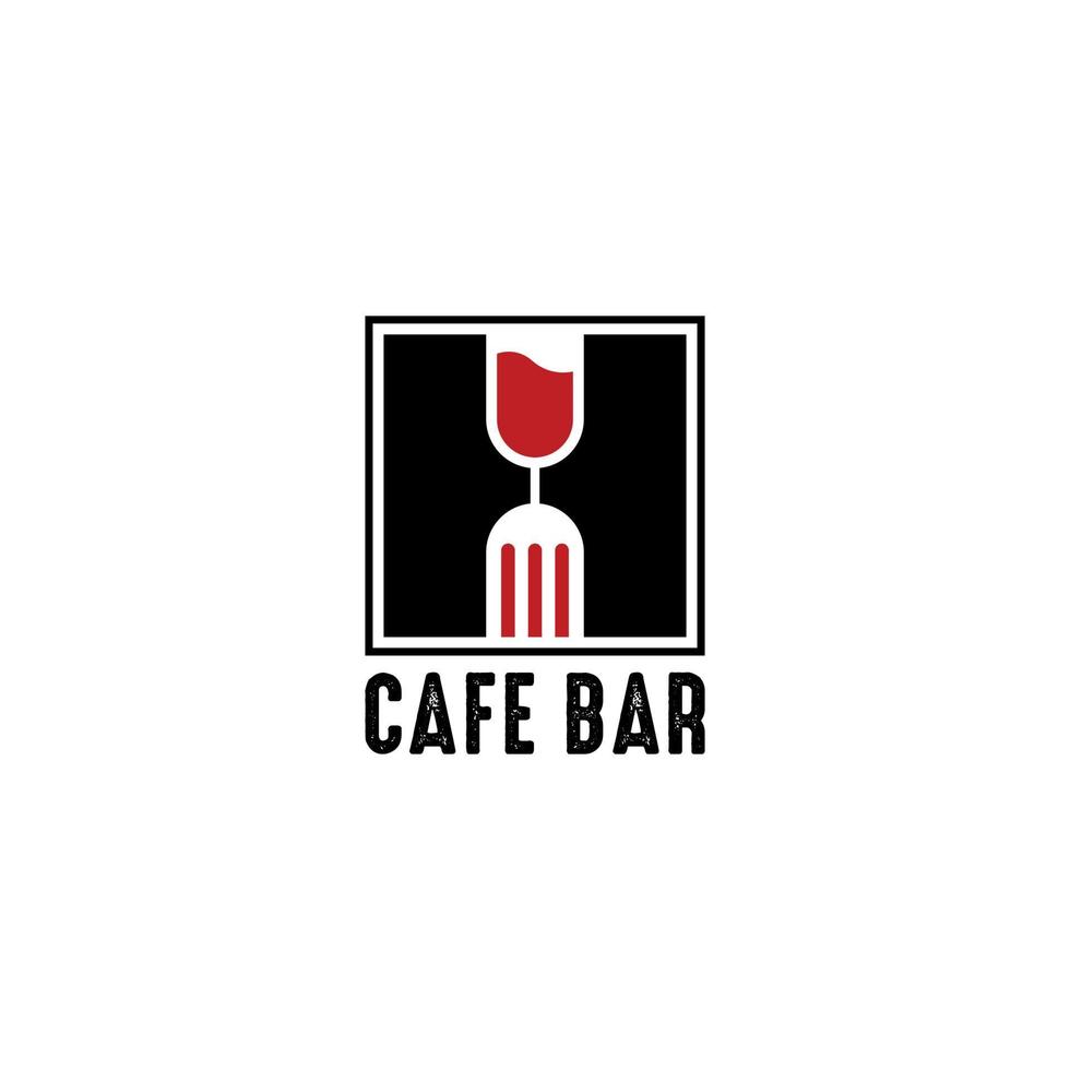 logotipo do café bar com copos e colheres como cabos de vidro vetor