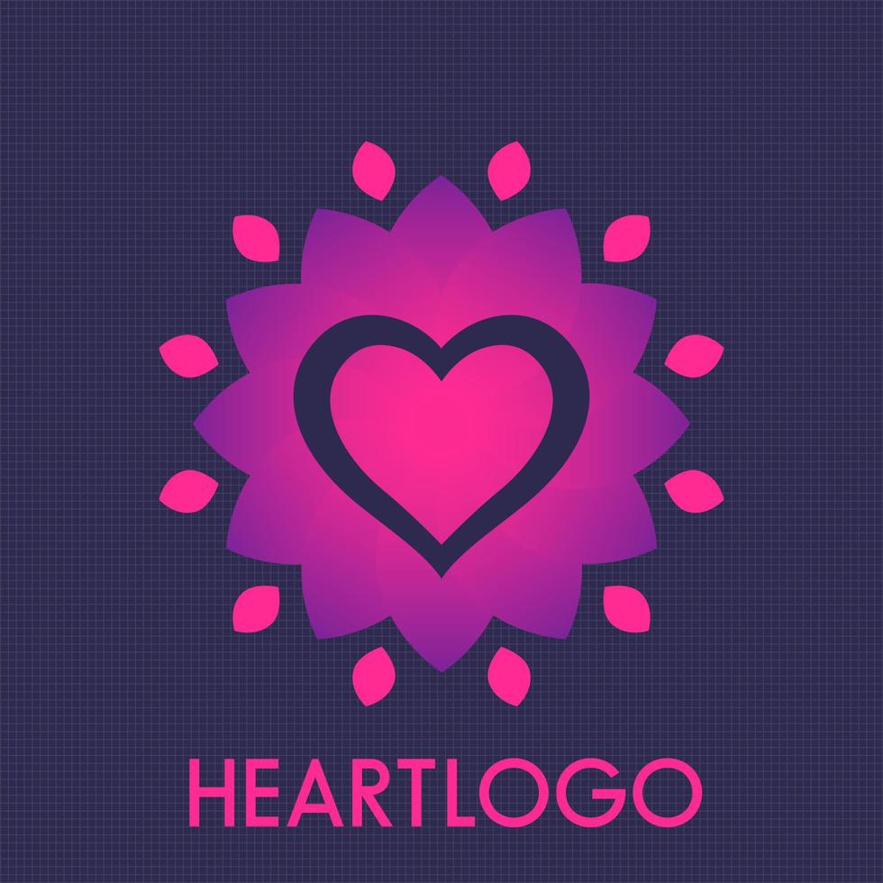 coração com flor, elemento de logotipo, ilustração vetorial vetor