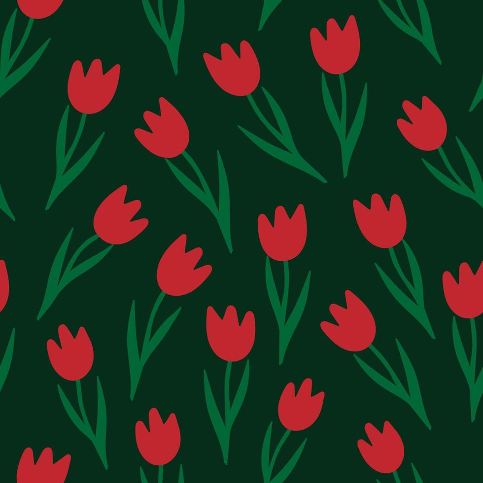 padrão de vetor sem emenda de tulipa. textura de repetição floral simples e elegante para embrulho, fundo de página da web, dia das mães, cartão de saudação de dia das mulheres, tecidos, decoração de casa, álbum de recortes