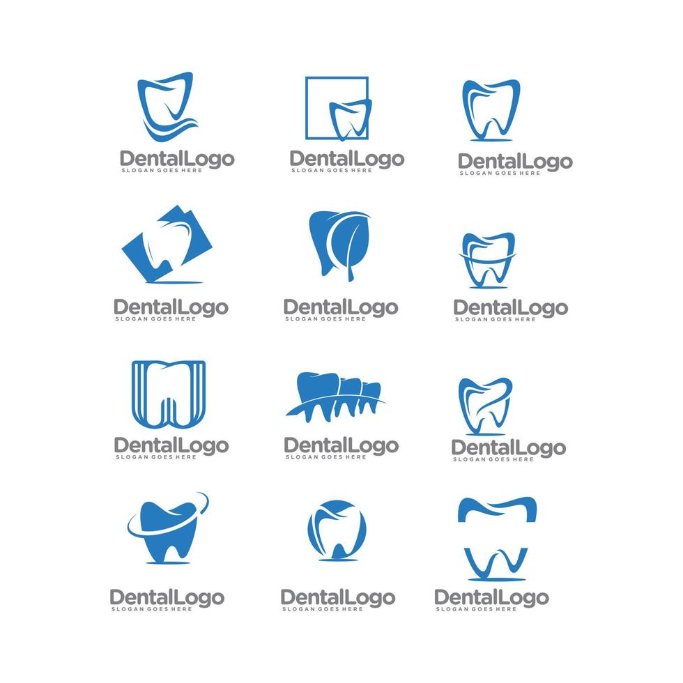 conjunto de design de logotipo médico odontológico saúde empresarial vetor