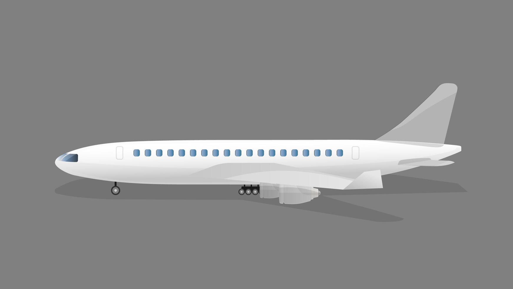 o avião está isolado em um fundo cinza. avião de vetor realista. elemento de concepção sobre o tema aeroporto, voos e turismo.