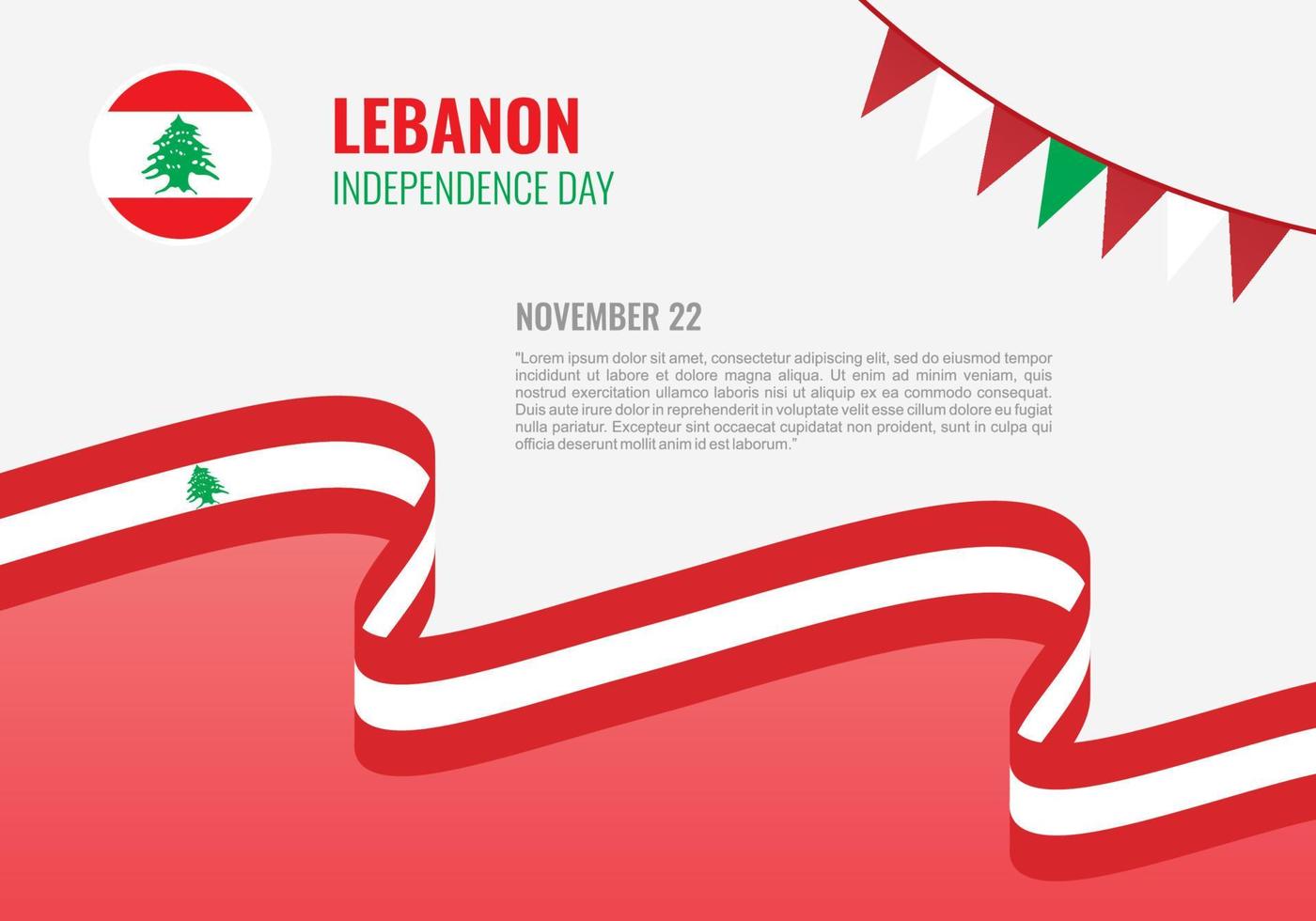 Fundo de dia da independência do Líbano para celebração nacional. vetor
