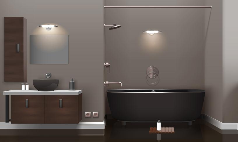 Design de interiores de banheiro realista vetor