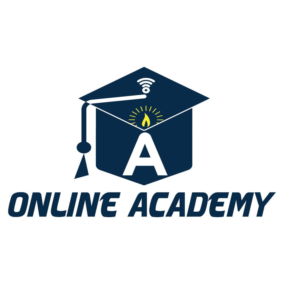 ícone do logotipo da academia online com ilustração vetorial vetor