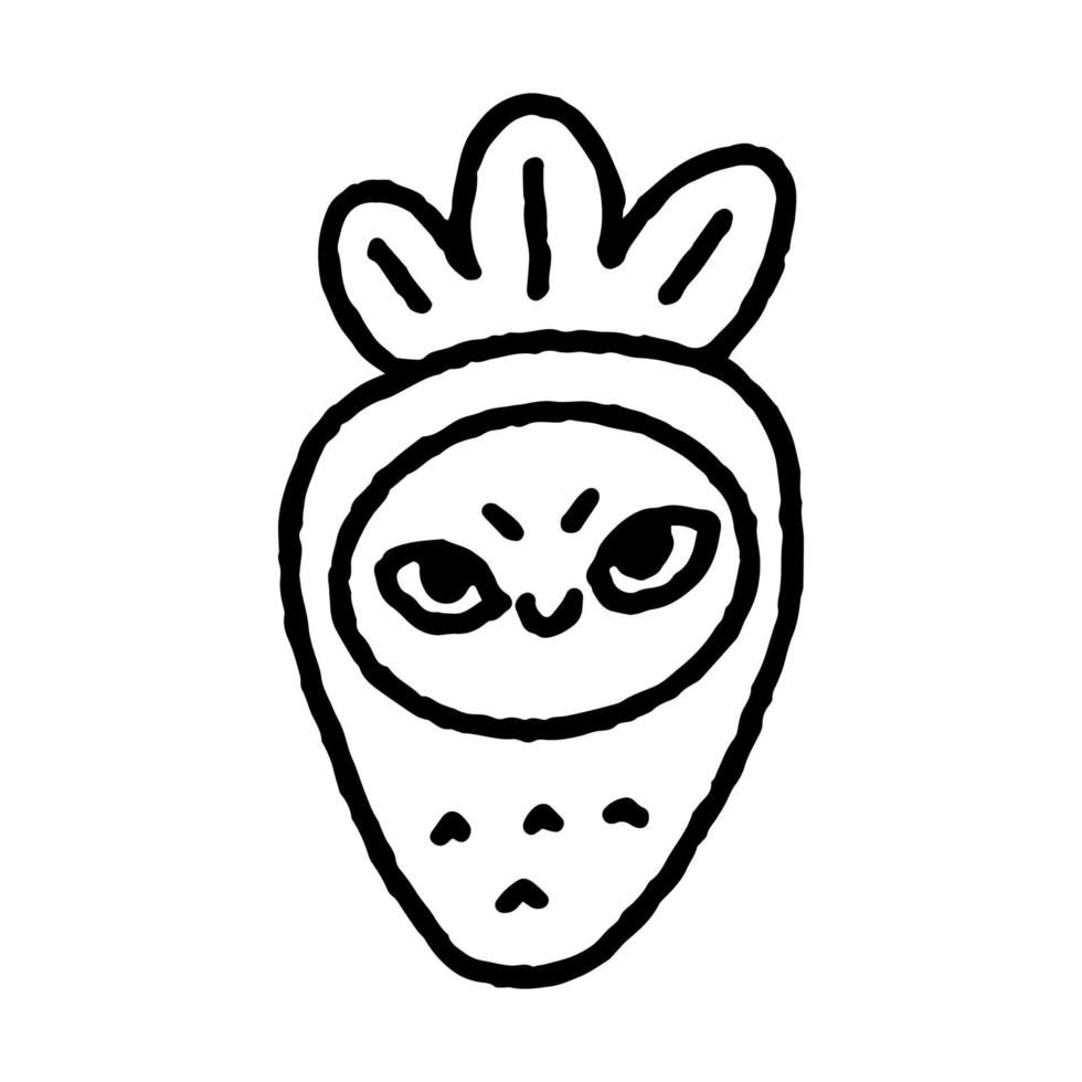 doodle emoticon de morango fofo 3 vetor