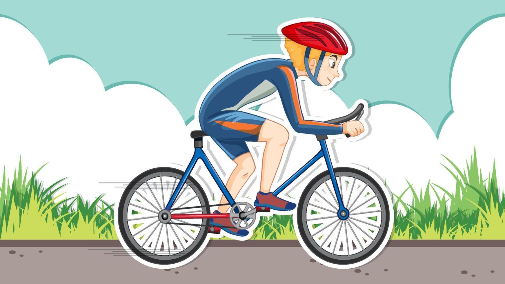 desenho de miniatura com ciclista andando de bicicleta vetor