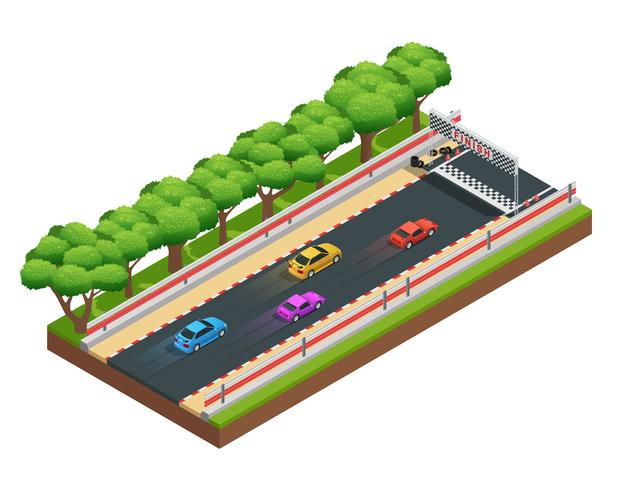 Composição isométrica Speedway Gaming vetor