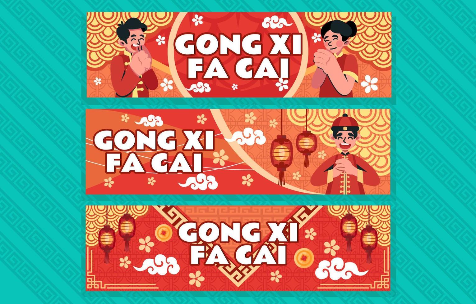 festividade gong xi fa cai bandeira vermelha vetor