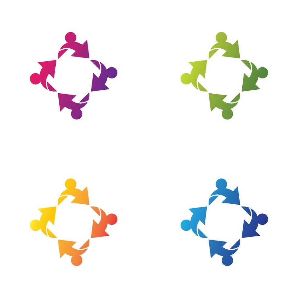 conjunto de ícones de modelo de logotipo em equipe vetor