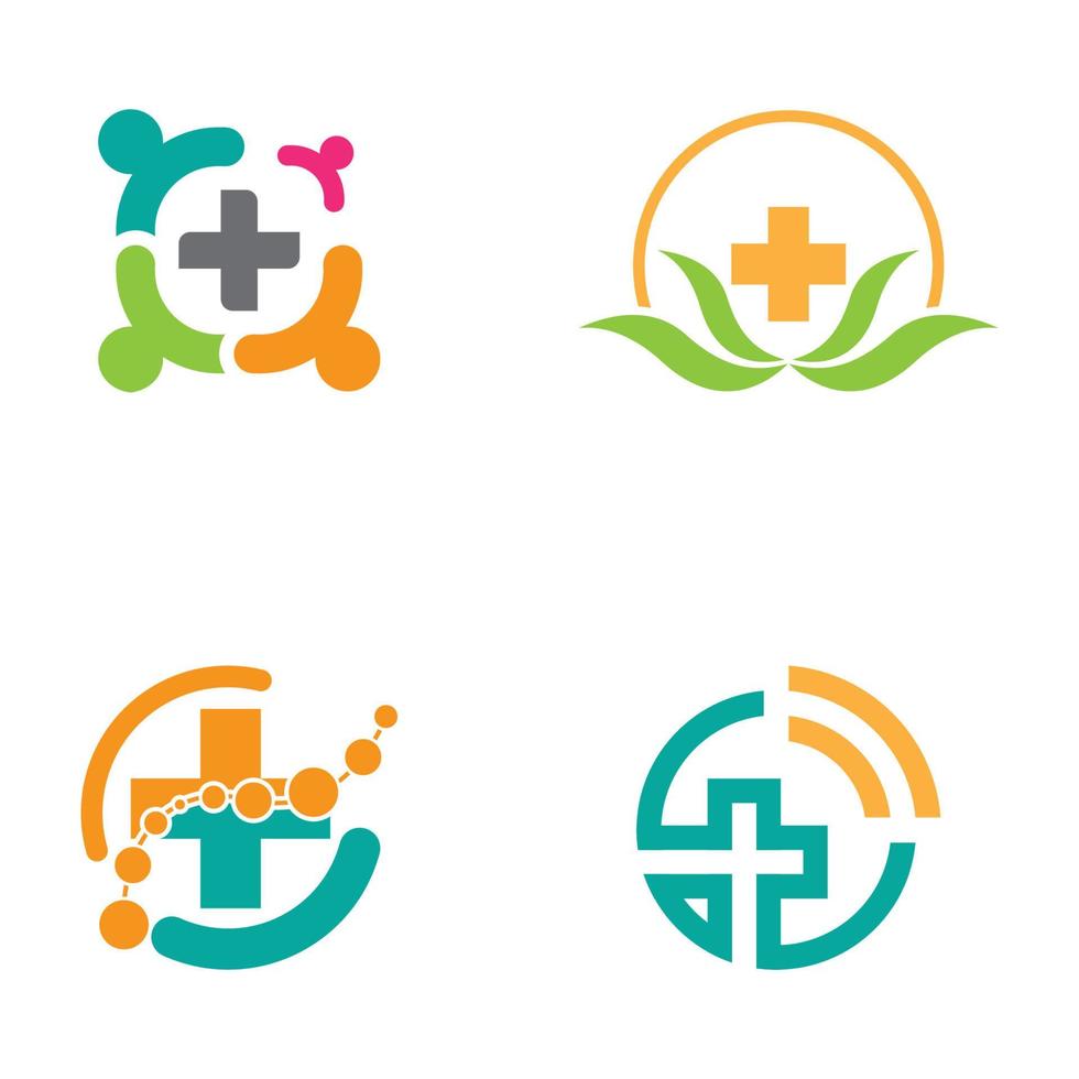 conjunto de ícones de modelo de logotipo médico cross vetor