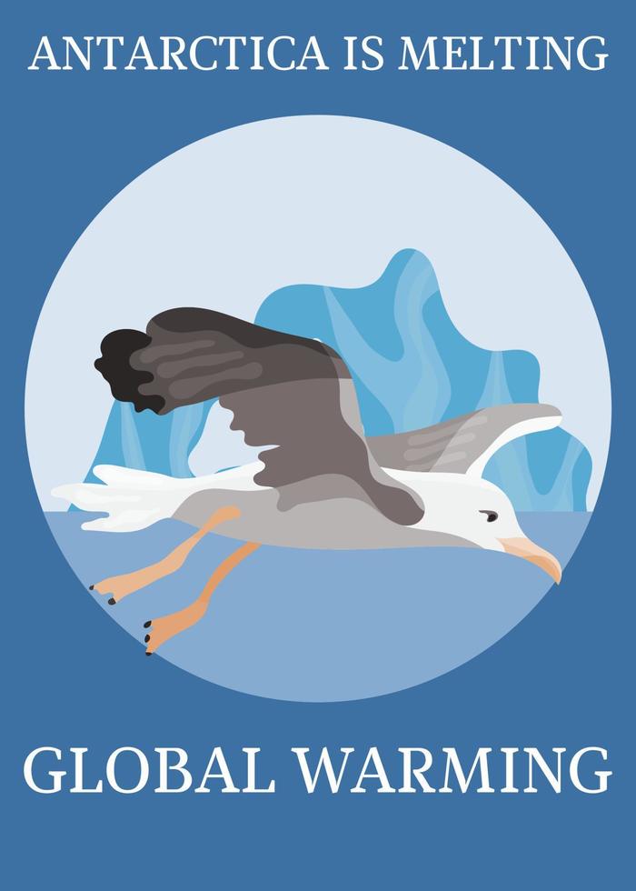 cartaz albatroz de proteção climática em vôo vetor
