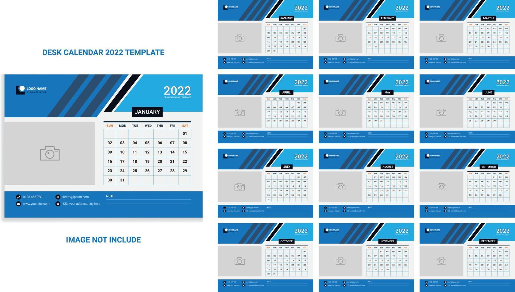 modelo de design de calendário de mesa corporativo 2022 vetor
