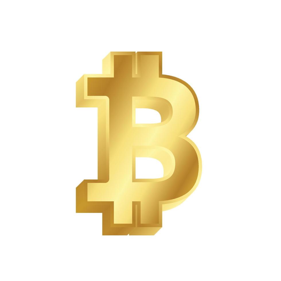 Bitcoin ícone 3D com cor dourada vetor