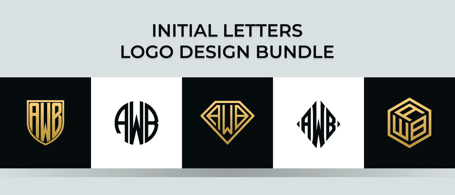 pacote de designs de logotipo de letras iniciais awb vetor