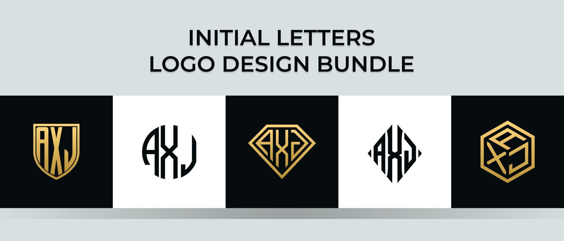 pacote de designs de logotipo de letras iniciais axj vetor
