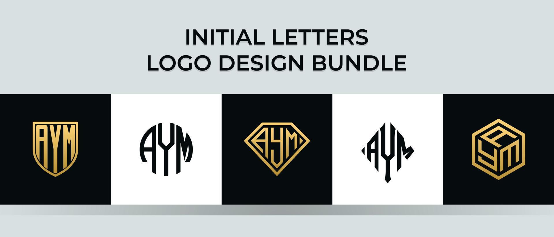 letras iniciais pacote de designs de logotipo aym vetor