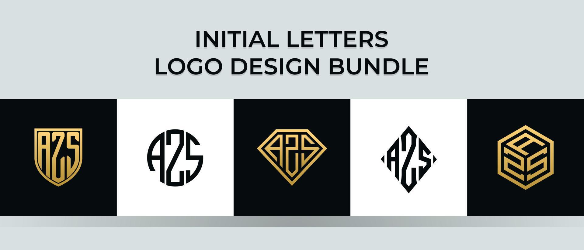 pacote de designs de logotipo azs com letras iniciais vetor