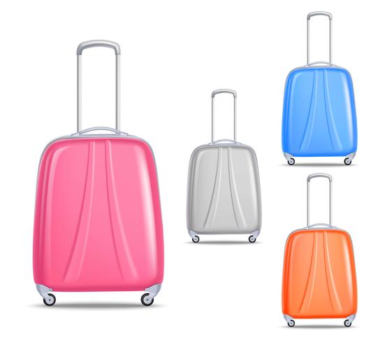 Conjunto de bagagem de viagem de plástico colorido leve vetor