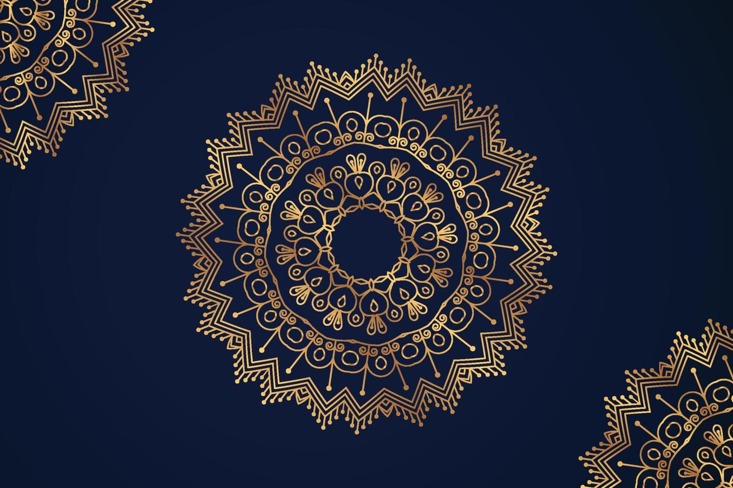 decoração padrão de mandala em estilo árabe sobre um fundo azul. luxuoso vetor de mandala dourada. luxuoso fundo de ornamento de mandala com padrão dourado. mandala de decoração de luxo.