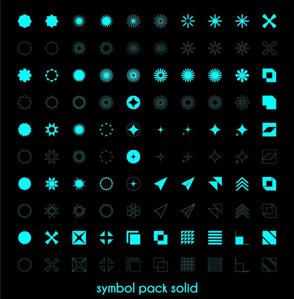 pacote de símbolos design de vetor sólido