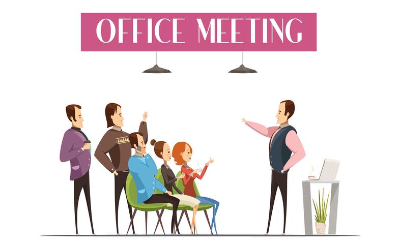 Projeto do estilo dos desenhos animados da reunião do escritório vetor