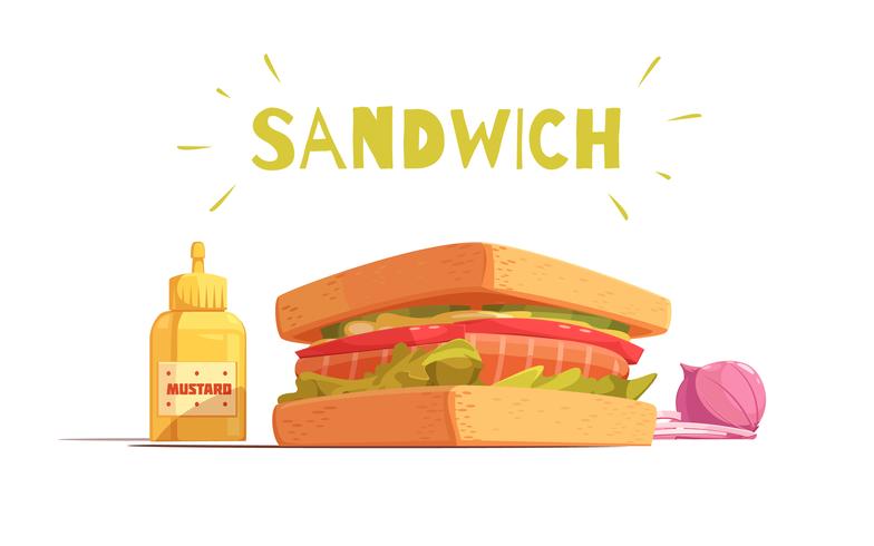 Desenho de sanduíche dos desenhos animados vetor