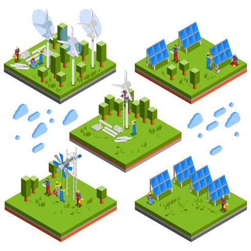 Composição isométrica de pessoas de eletricista vetor