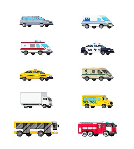 Conjunto de ícones de veículos motorizados vetor