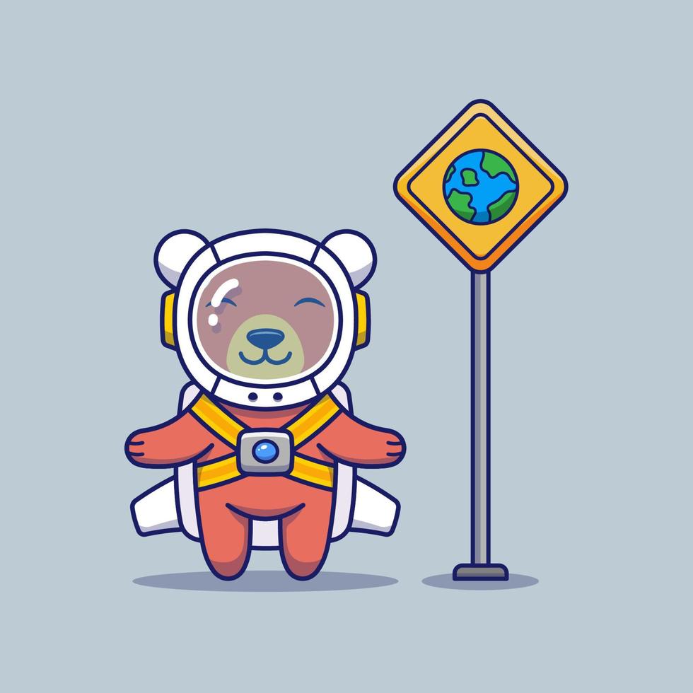urso fofo com terno de astronauta vetor