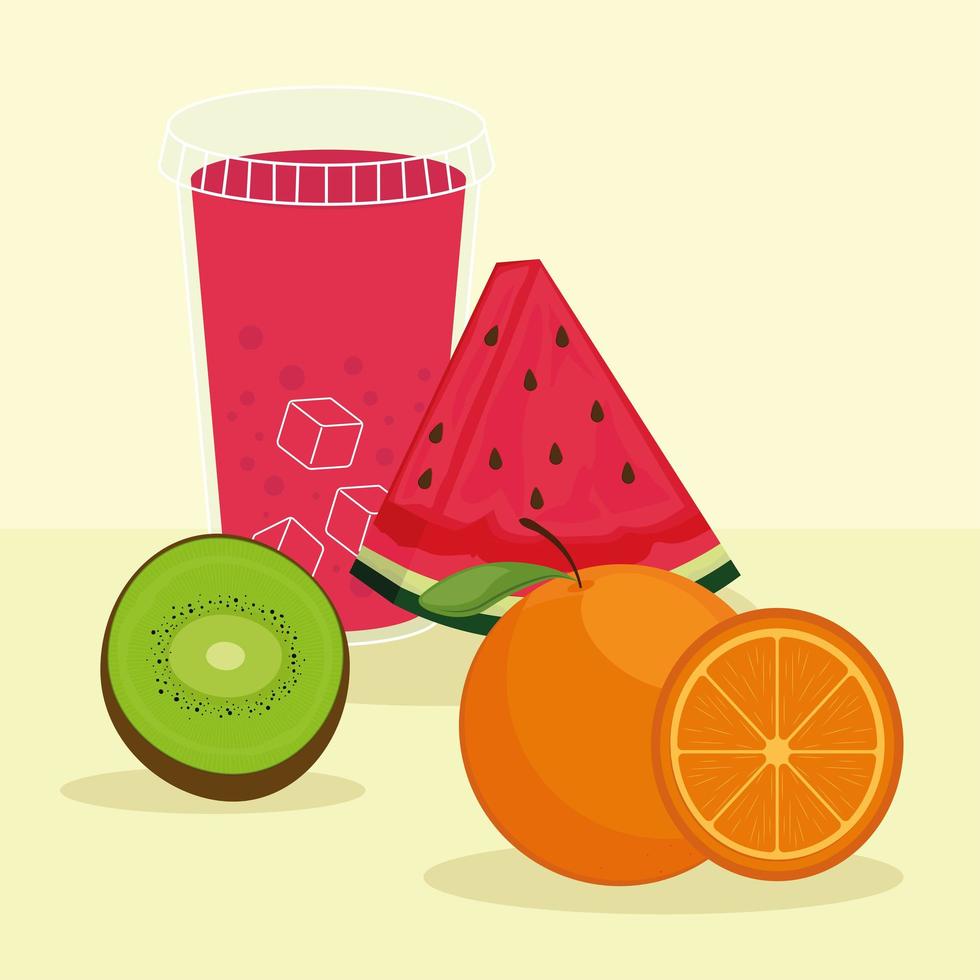 smoothie de melancia e frutas vetor