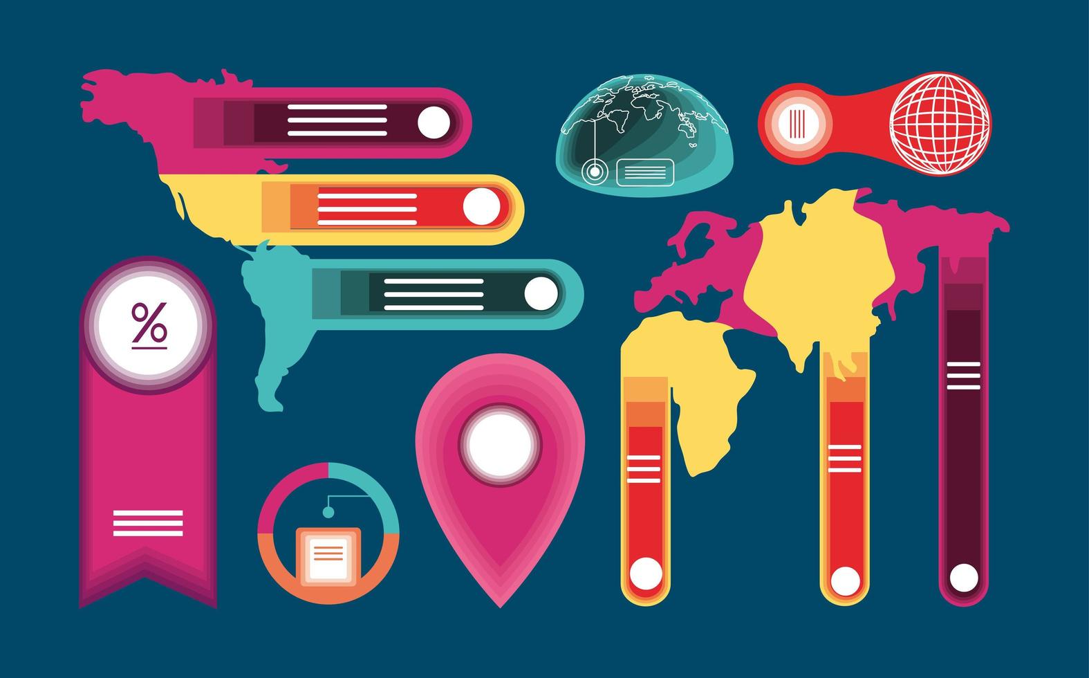 conjunto de ícones infográfico mundo vetor