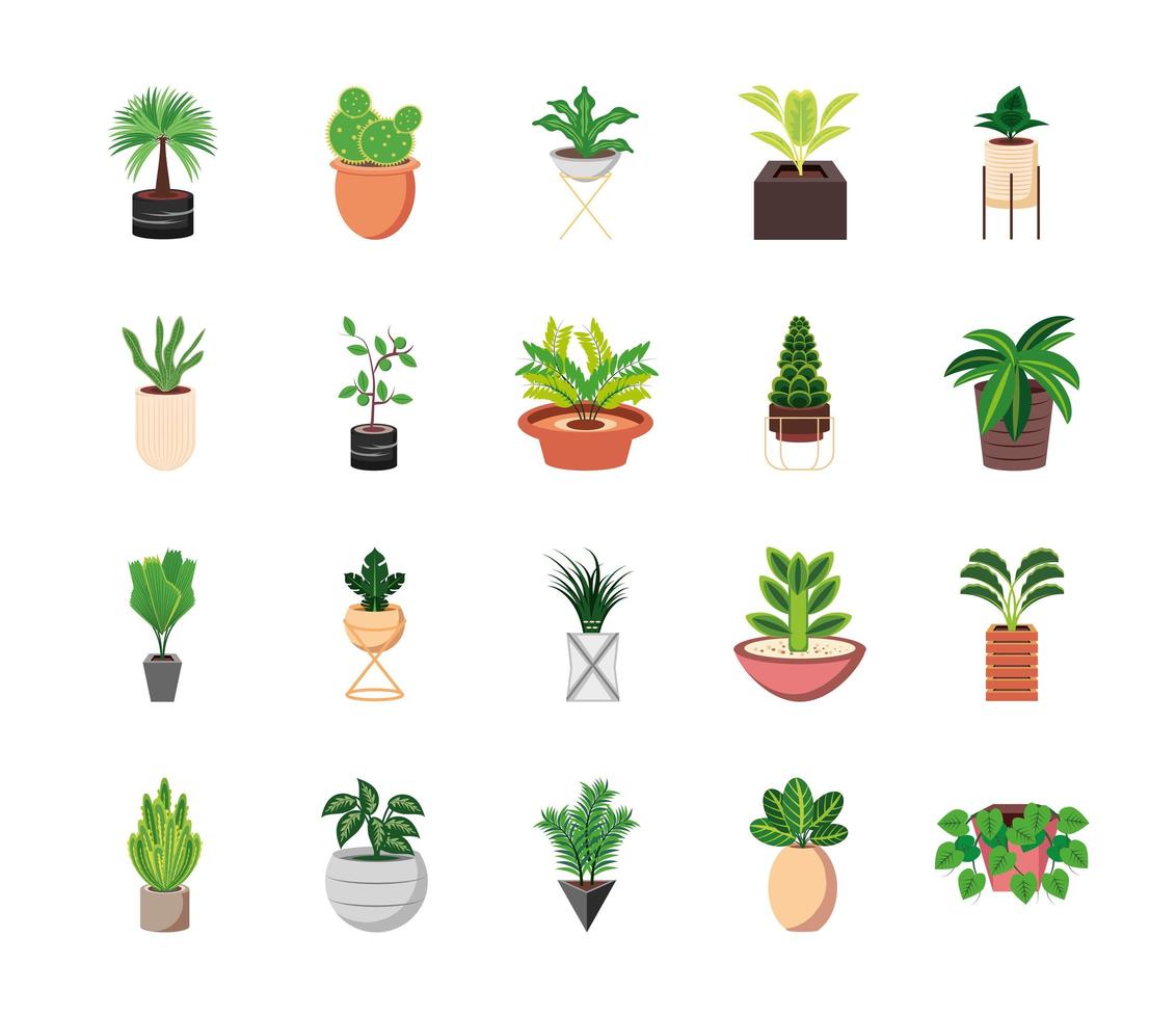 ícones de plantas em vaso vetor