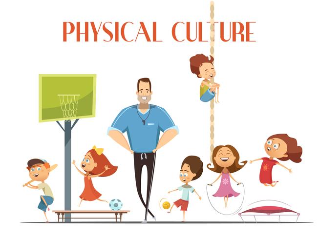 Physical Culture Lesson Ilustração dos desenhos animados retrô vetor