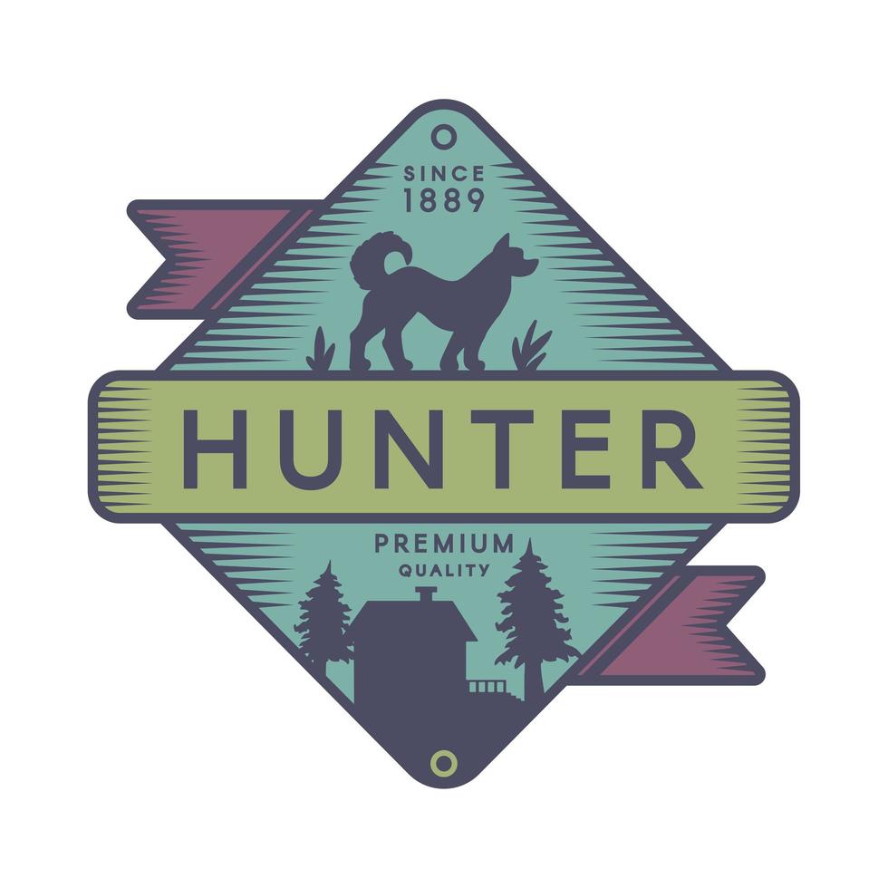 modelo de logotipo em cor retrô do hunter camp vetor