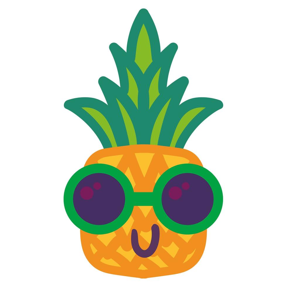 ananas elegantes em copos desenhados à mão vetor