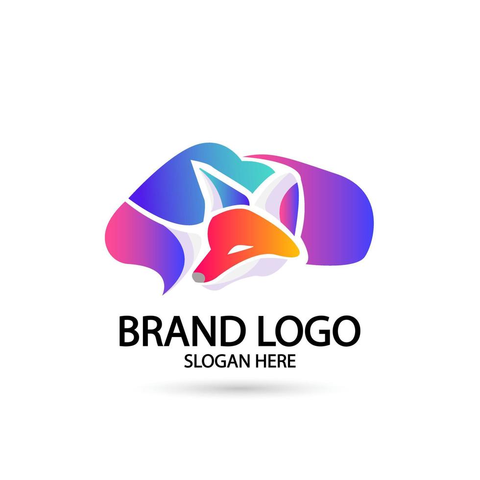 Conjunto de logotipo de conceito de design gradiente simples animal raposa criativa. ilustração vetorial vetor