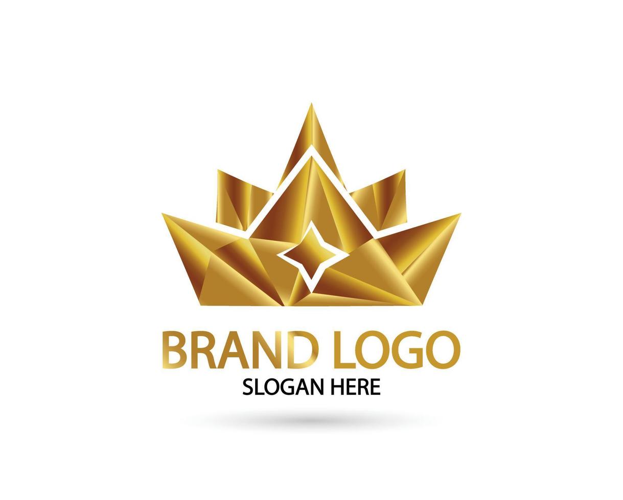 grande luxo ouro coroa real e design de logotipo elegante vetor