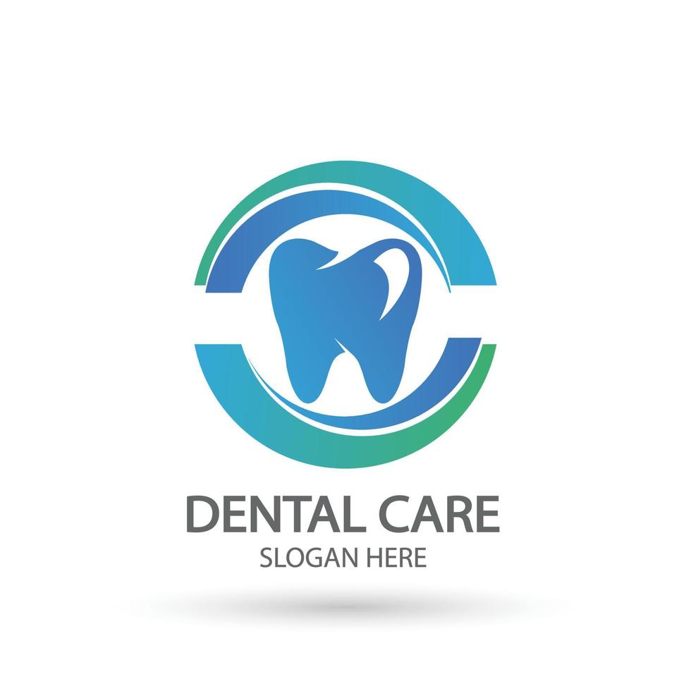 logotipo da clínica dentária. modelo de vetor de dente, ícone de símbolo de higiene bucal e clínica com estilo de design moderno.