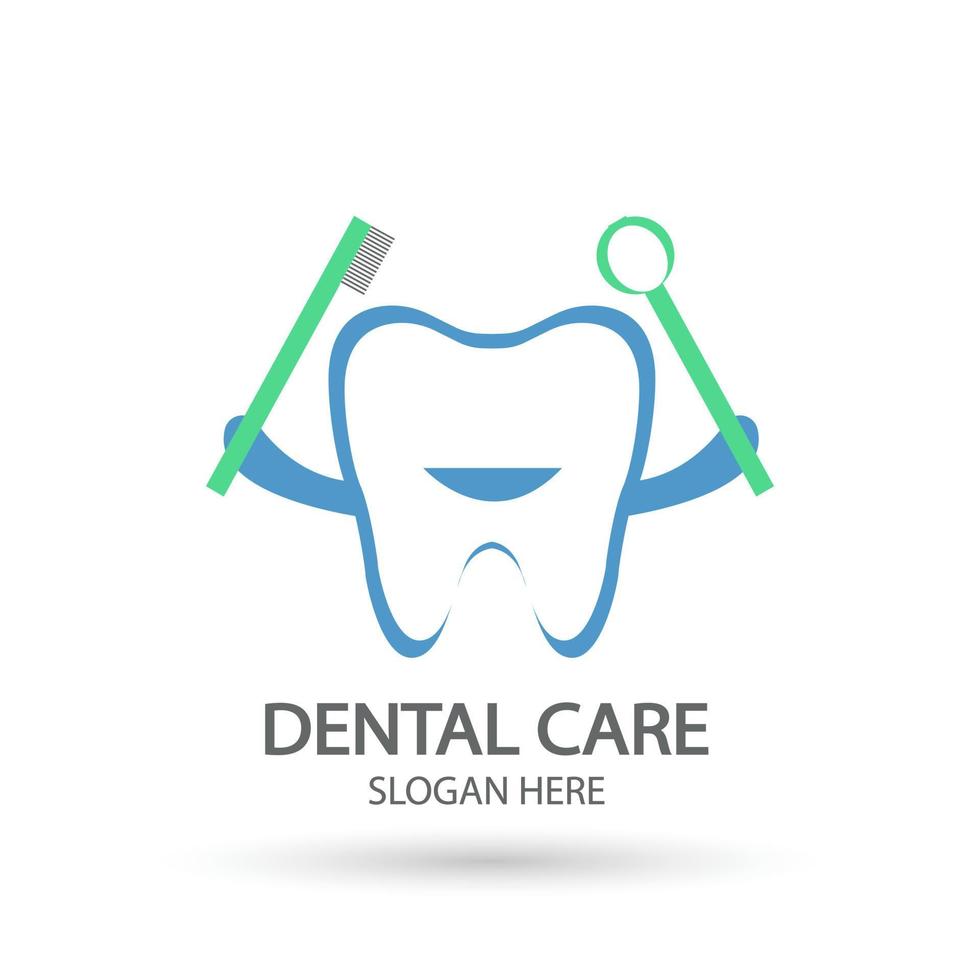 logotipo da clínica dentária. modelo de vetor de dente, ícone de símbolo de higiene bucal e clínica com estilo de design moderno.