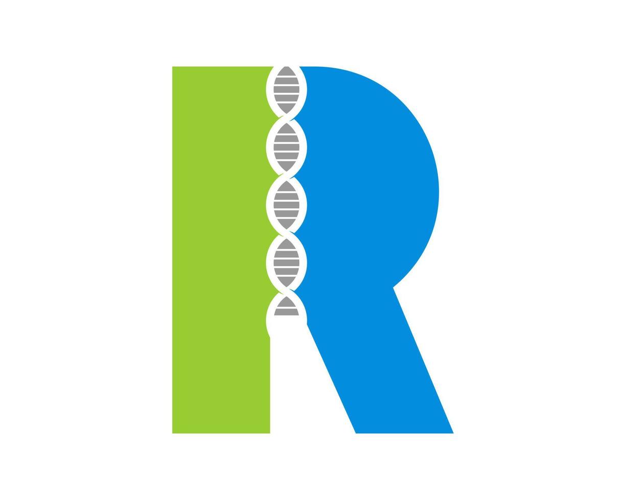 letra r com hélice de DNA dentro vetor