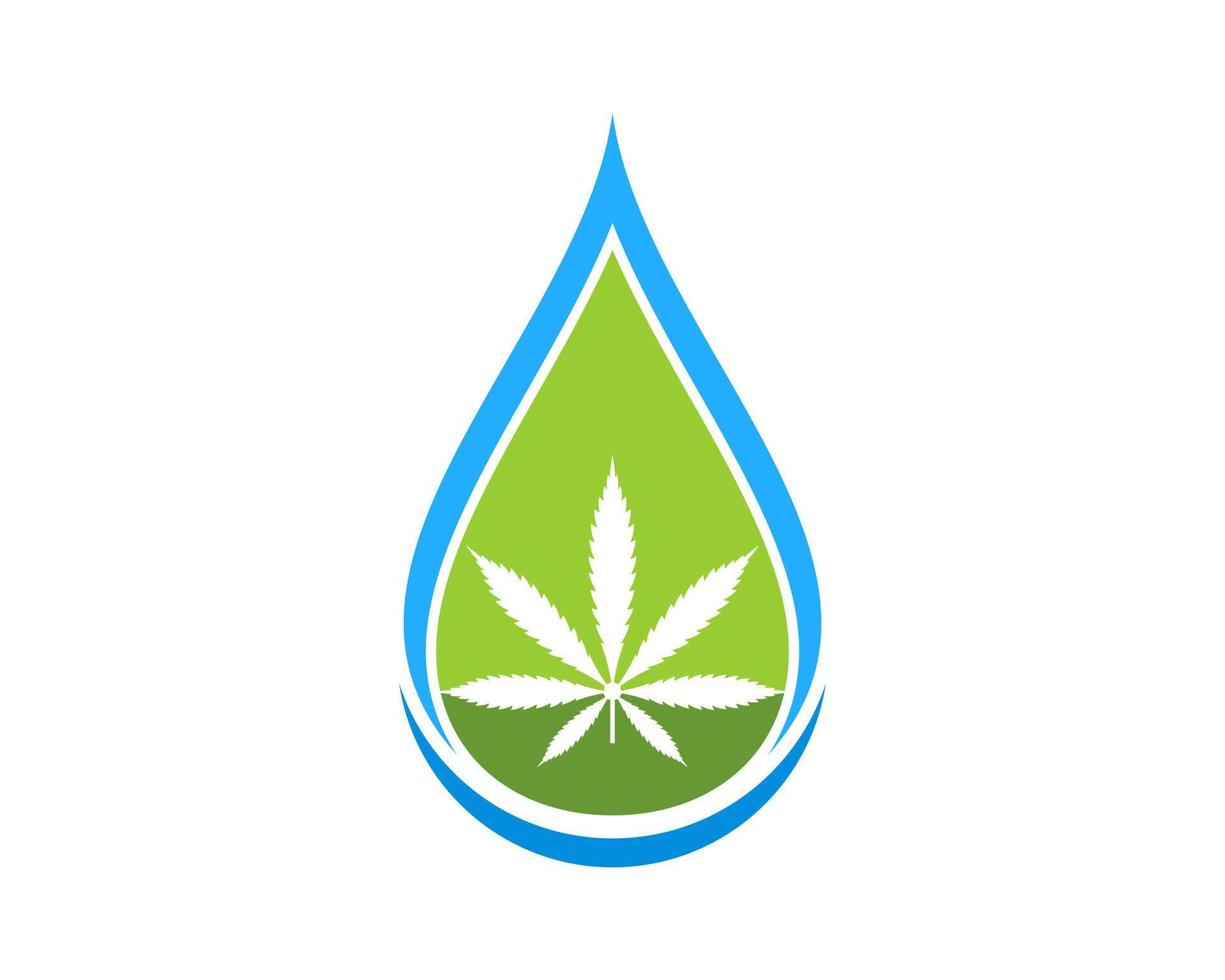 gota d'água abstrata com folha de cannabis dentro vetor