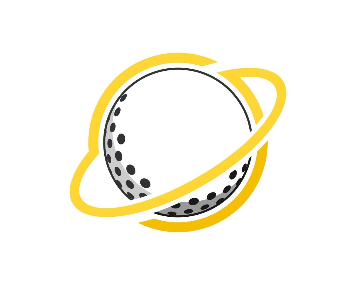 bola de golfe simples com planeta de anéis amarelos vetor