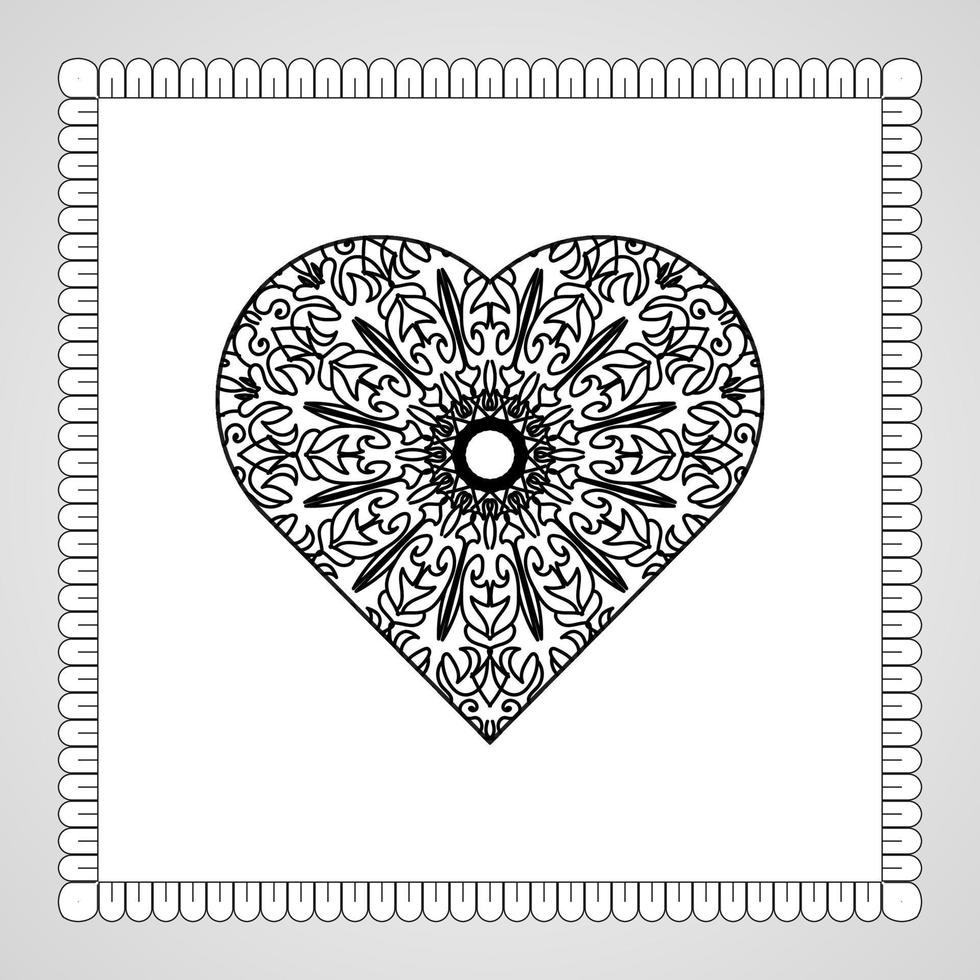 mão desenhada coração com mandala. decoração em ornamento de doodle oriental étnico vetor