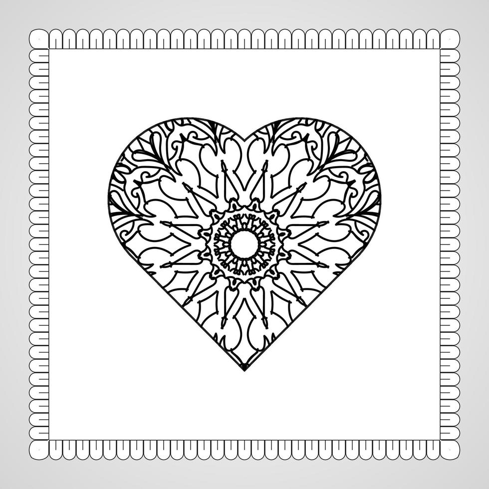 mão desenhada coração com mandala. decoração em ornamento de doodle oriental étnico vetor