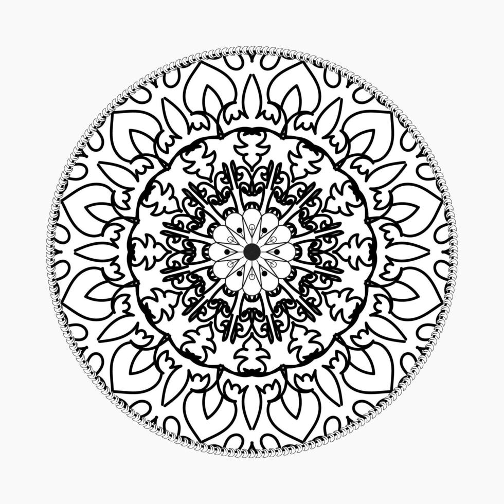 padrão circular em forma de mandala com flor para decoração de tatuagem de mandala de henna vetor